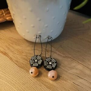 Elegant Brown and Pink Floral Earrings